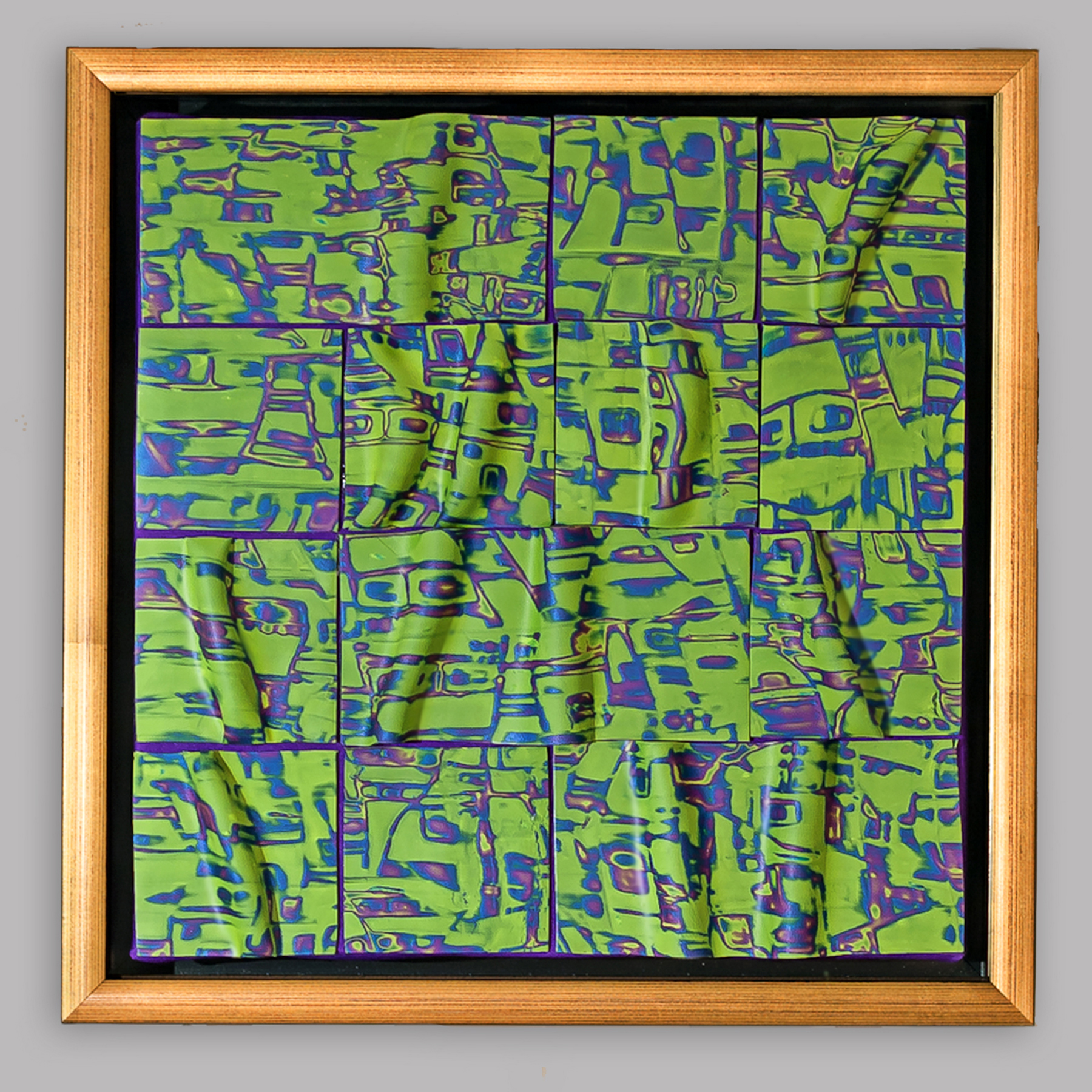 Polymer clay (not painted) on fabric-covered canvas